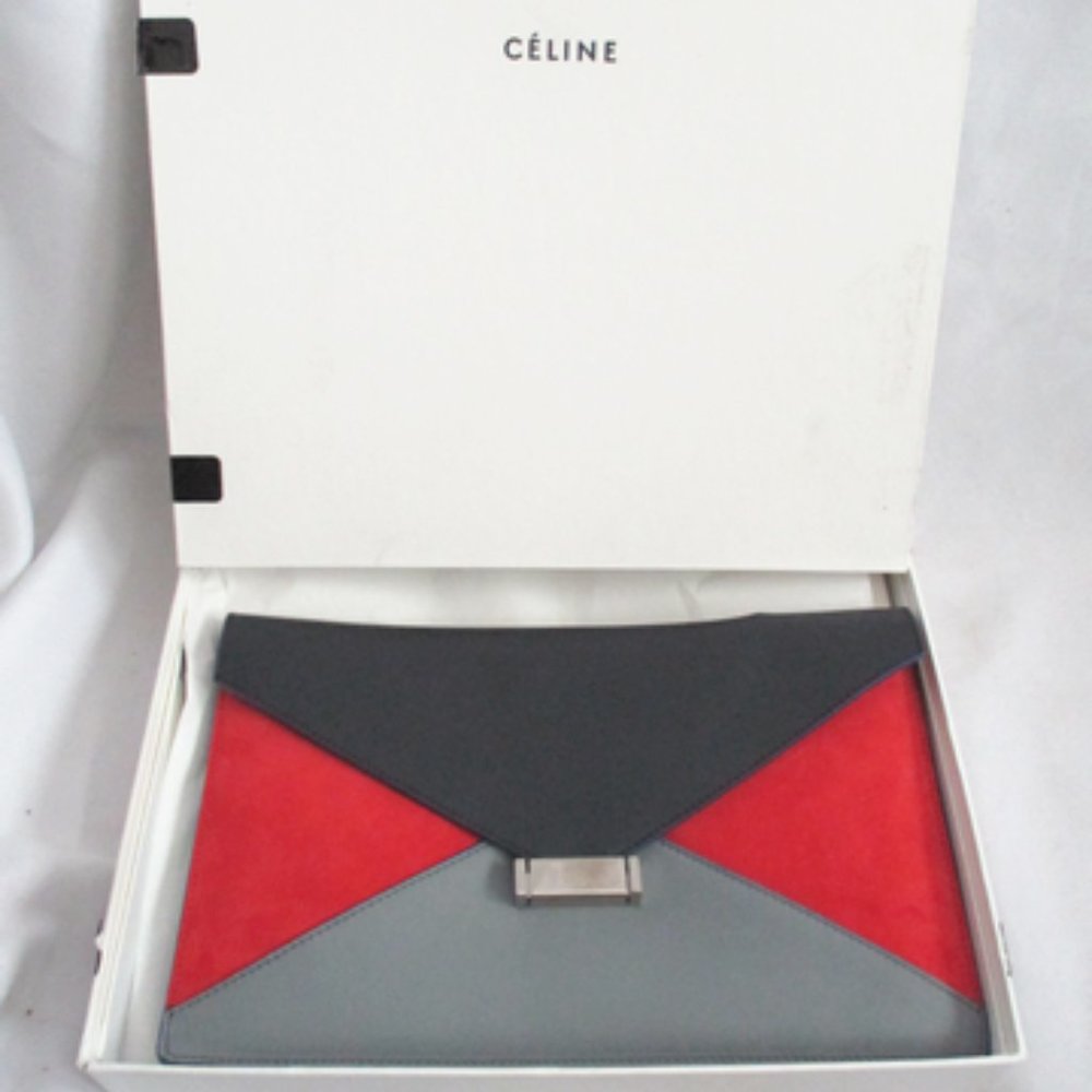 NEW CELINE DIAMOND CLUTCH Suede Leather Purse Bag